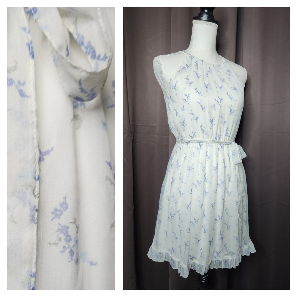 Abercrombie & Fitch White and Blue Floral Mini Dress